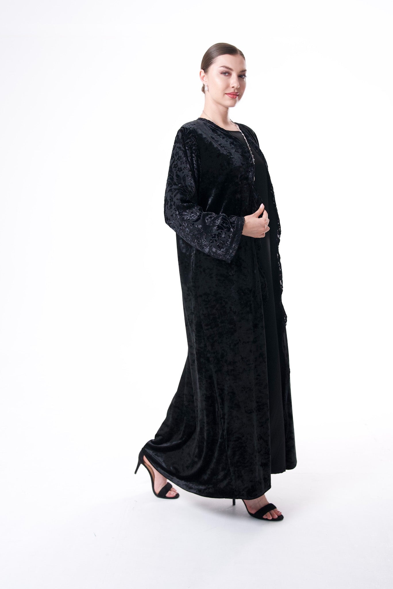 Black velvet wth chiffon