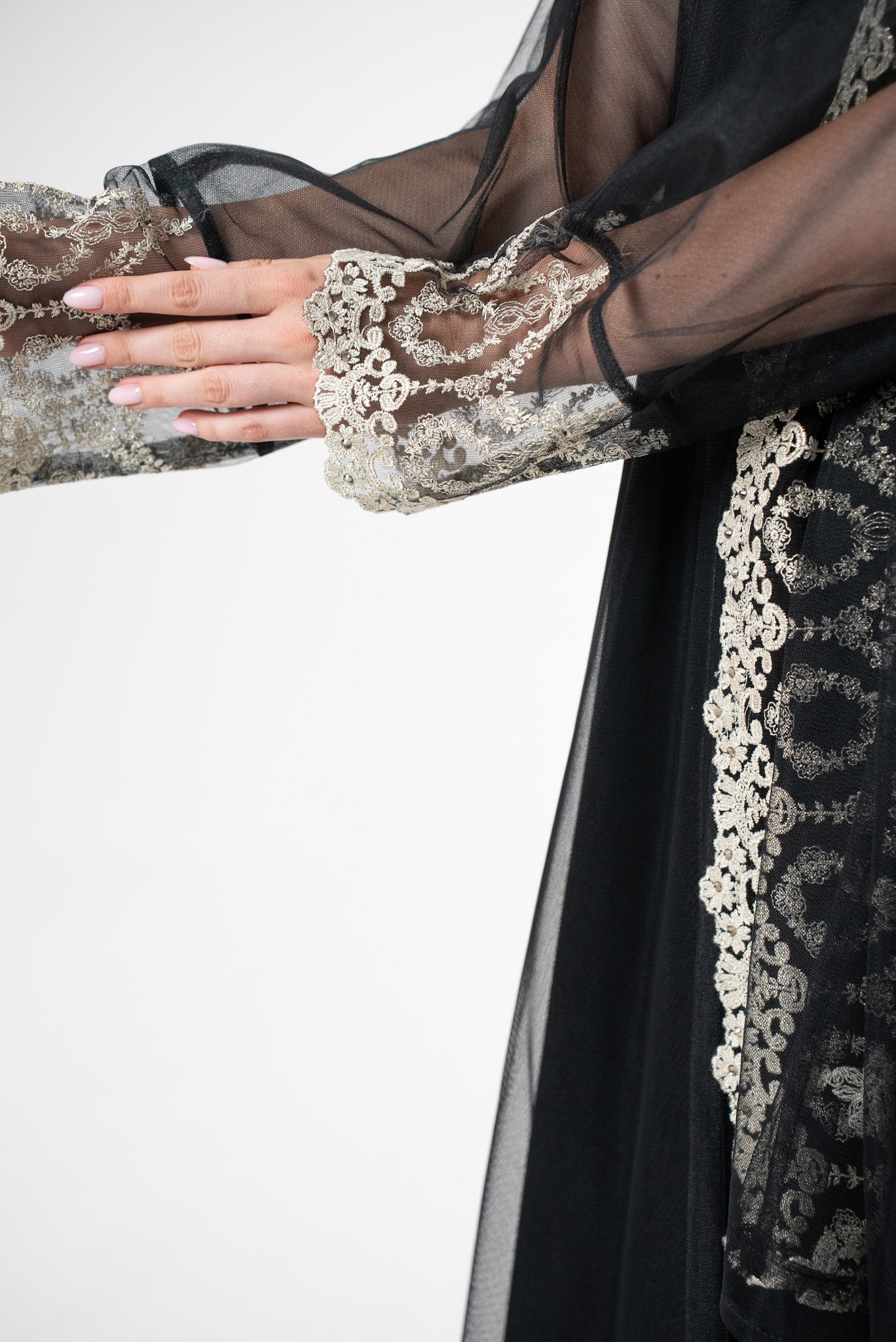 Black Tulle with Gold lace