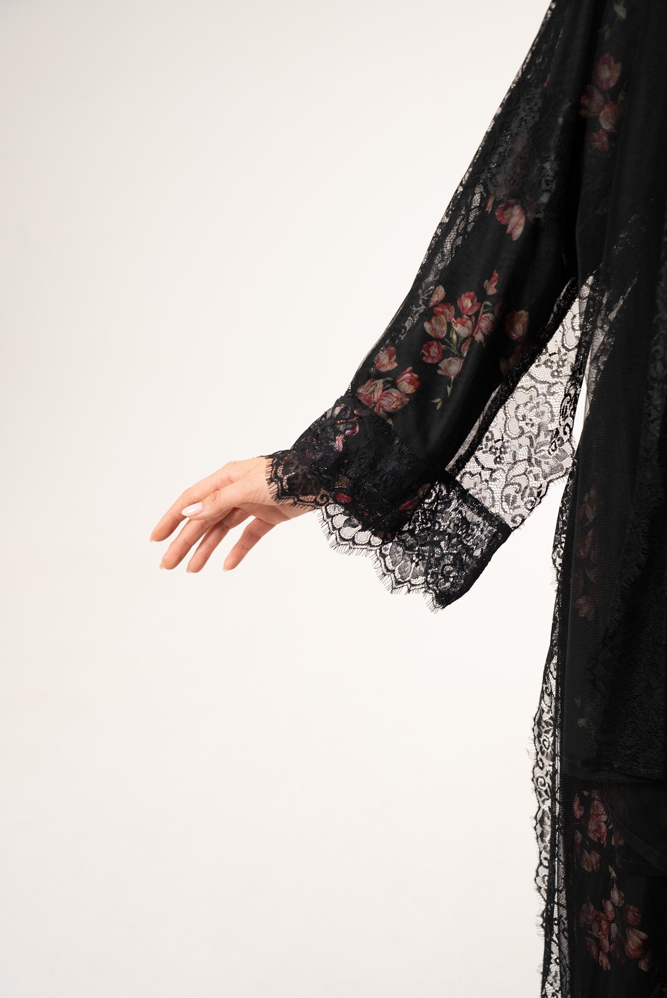Black Tulle abaya and lace