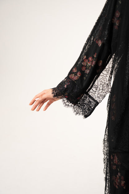 Black Tulle abaya and lace