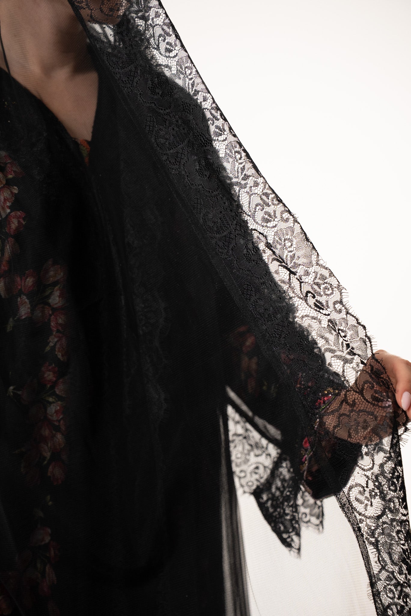 Black Tulle abaya and lace