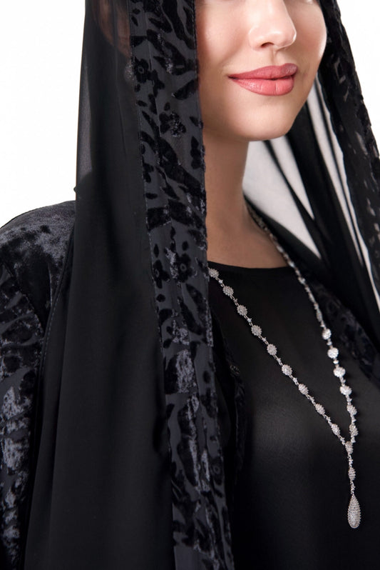 Black velvet wth chiffon